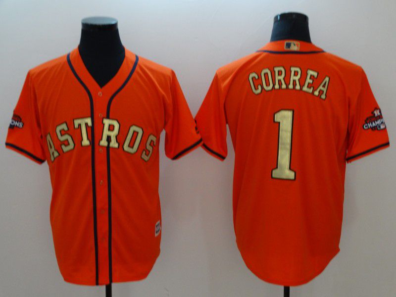 Men Houston Astros #1 Correa Orange Game Champion Edition MLB Jerseys->women mlb jersey->Women Jersey